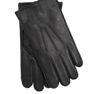 Nordstrom Classic Black Leather Faux Fur Lined Gloves
